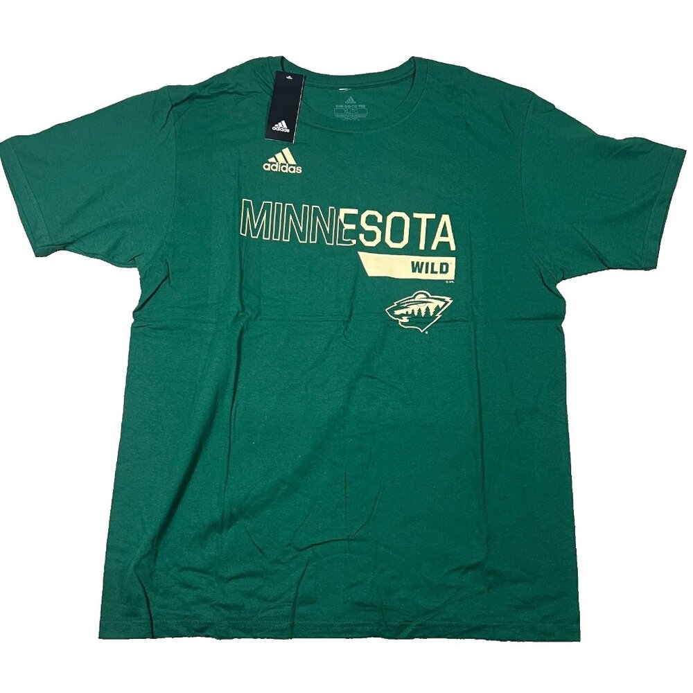 Adidas Mens 2XL Green Graphic Short Sleeve Minnesota Wild NHL The Go To Tee NWT - Picture 1 of 6